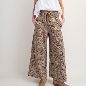 H15 ANIMAL PRINT WASHED TERRY LOUNGE PANTS - PLUS